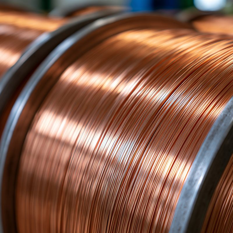 Close-up of tightly coiled bright copper wire