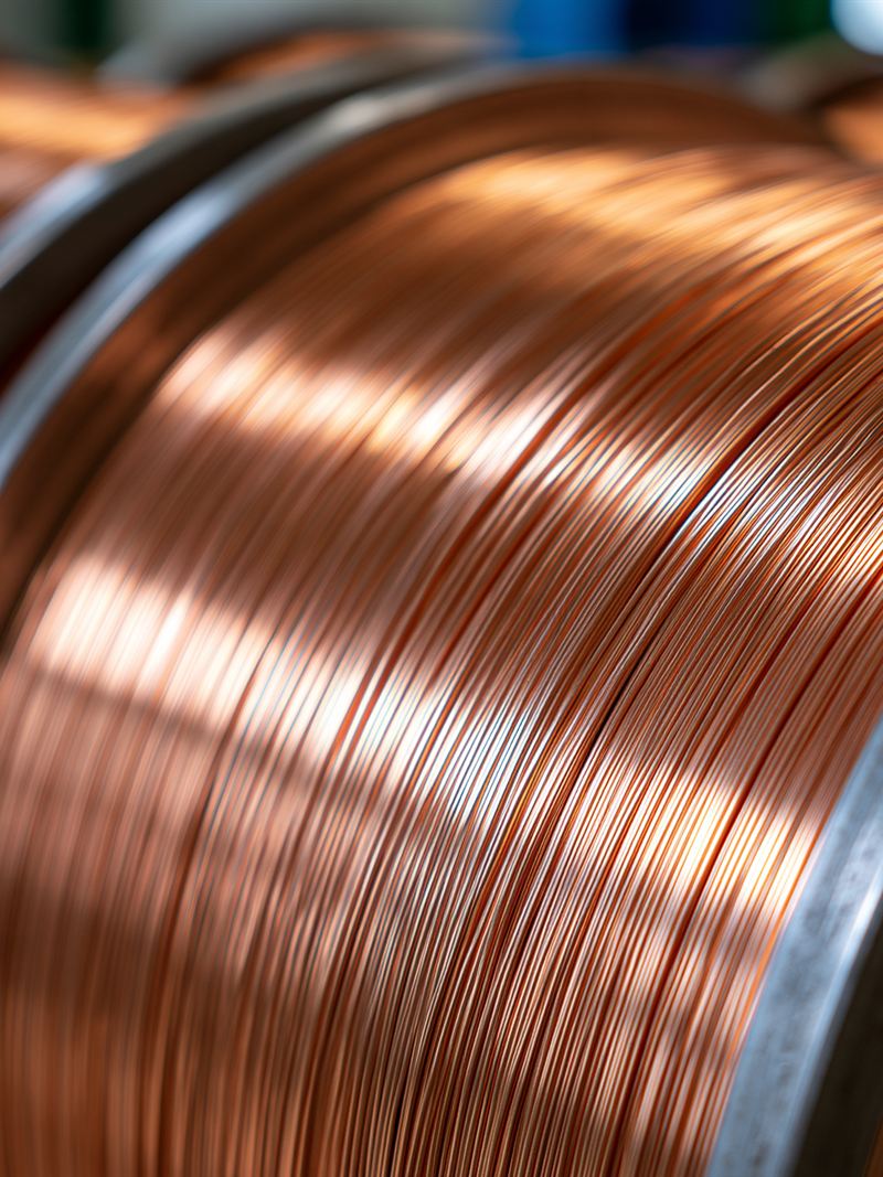 Tightly coiled bright copper wire ready for weighing